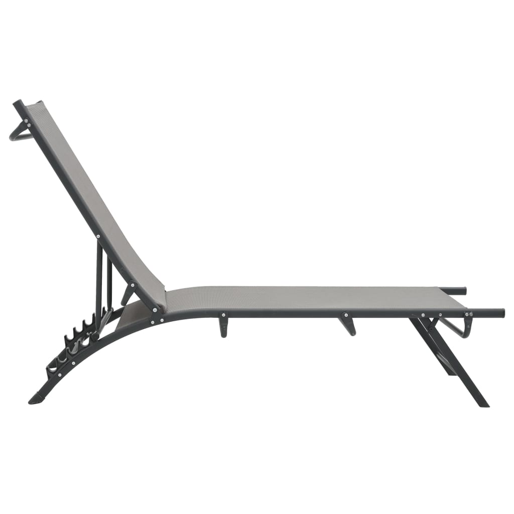 Set of 2 Textilene & Steel Sun Loungers - Durable Outdoor Comfort