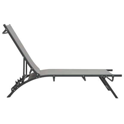 Set of 2 Textilene & Steel Sun Loungers - Durable Outdoor Comfort
