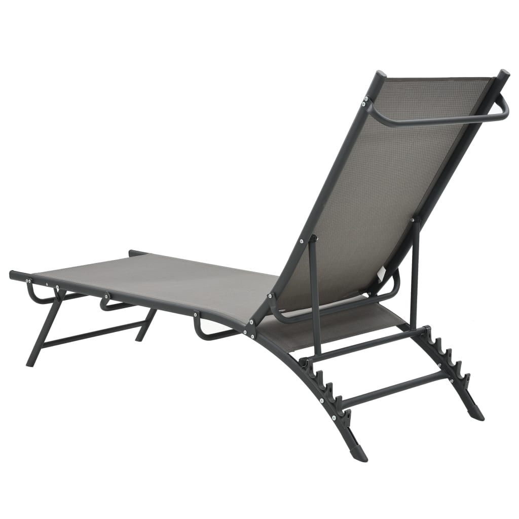 Set of 2 Textilene & Steel Sun Loungers - Durable Outdoor Comfort