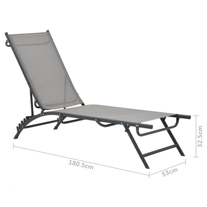 Set of 2 Textilene & Steel Sun Loungers - Durable Outdoor Comfort