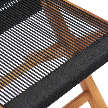 2-Piece Teak Wood & Rope Folding Garden Chairs - Solid & Stylish