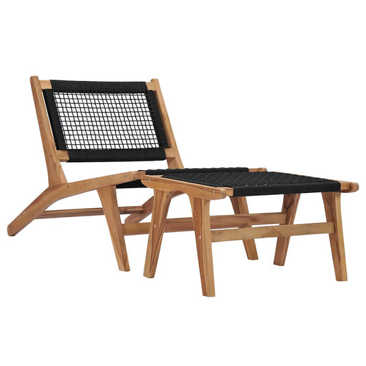 Teak Wood & Rope Sun Lounger with Footrest - Relax in Style