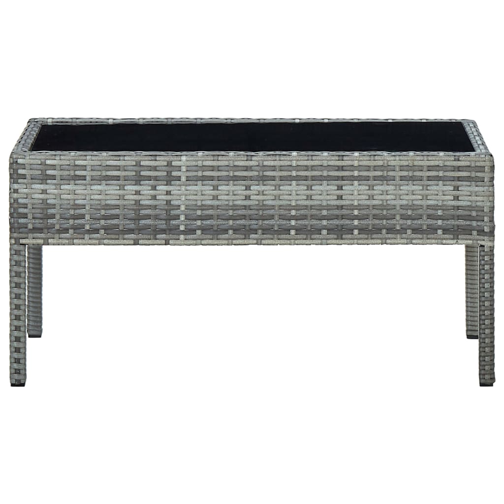 Garden Table Grey 75x40x37 cm Poly Rattan