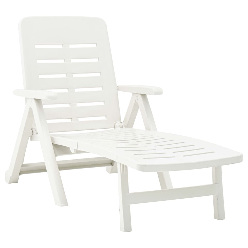 White Plastic Folding Sun Lounger - Durable and Stylish Outdoor Seating
