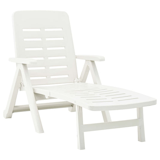 White Plastic Folding Sun Lounger - Durable and Stylish Outdoor Seating