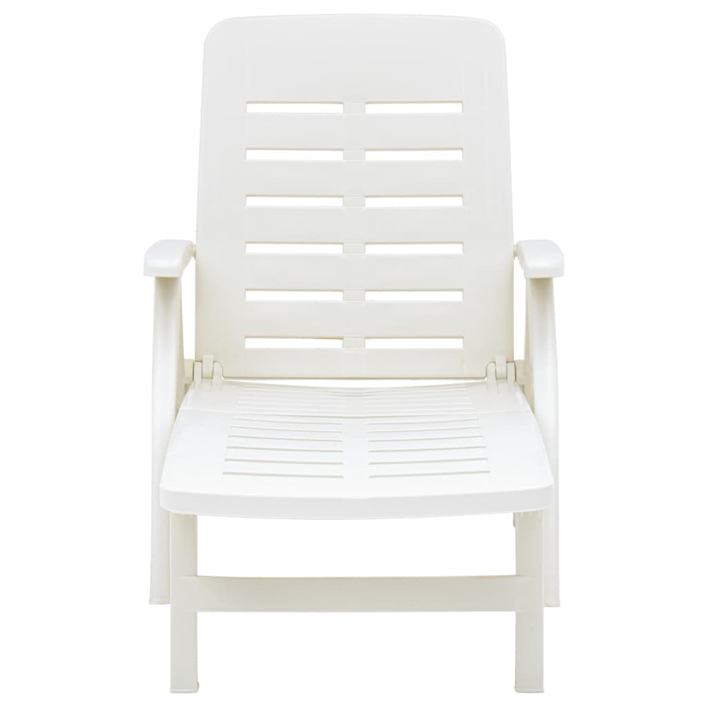 White Plastic Folding Sun Lounger - Durable and Stylish Outdoor Seating