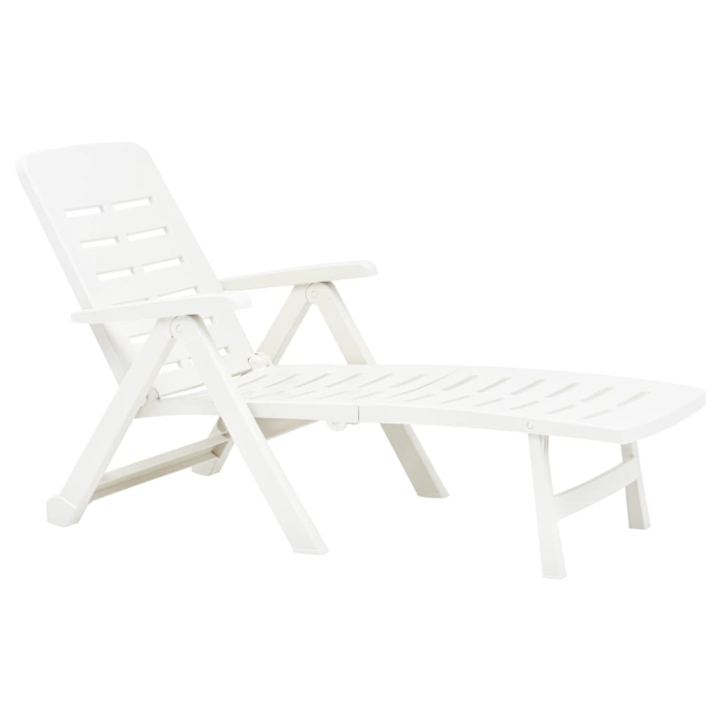 White Plastic Folding Sun Lounger - Durable and Stylish Outdoor Seating