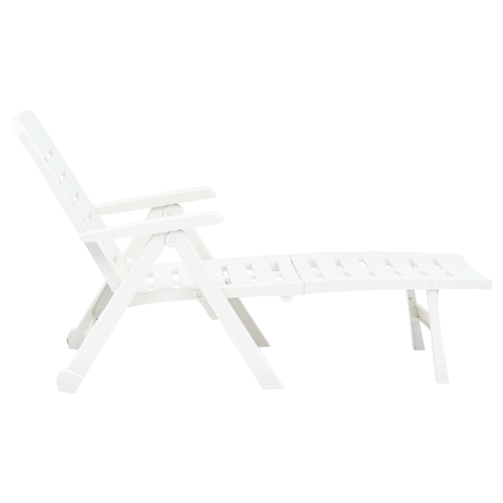 White Plastic Folding Sun Lounger - Durable and Stylish Outdoor Seating