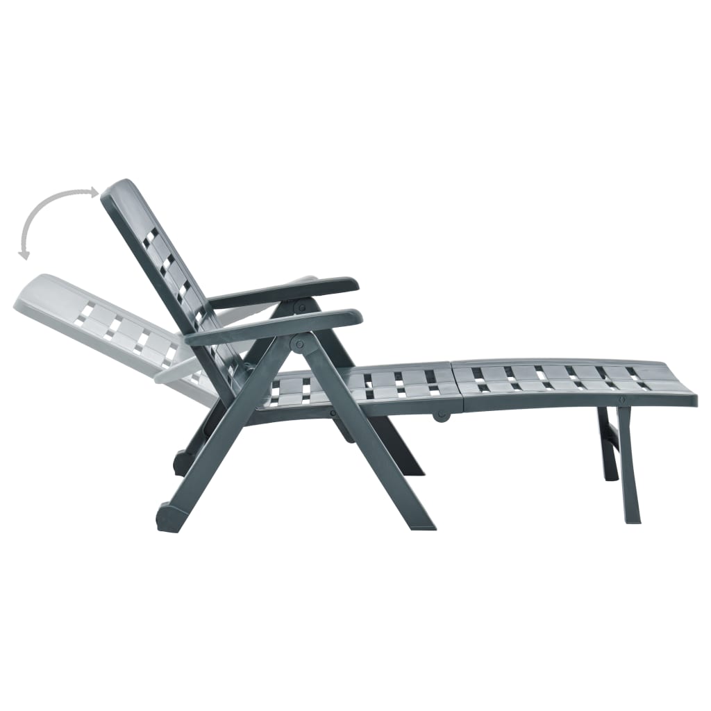 Green Plastic Folding Sun Lounger - Durable & Stylish Recliner