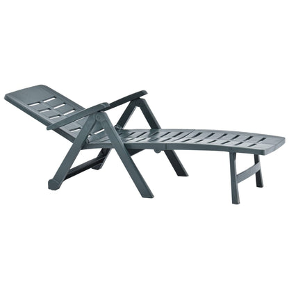 Green Plastic Folding Sun Lounger - Durable & Stylish Recliner