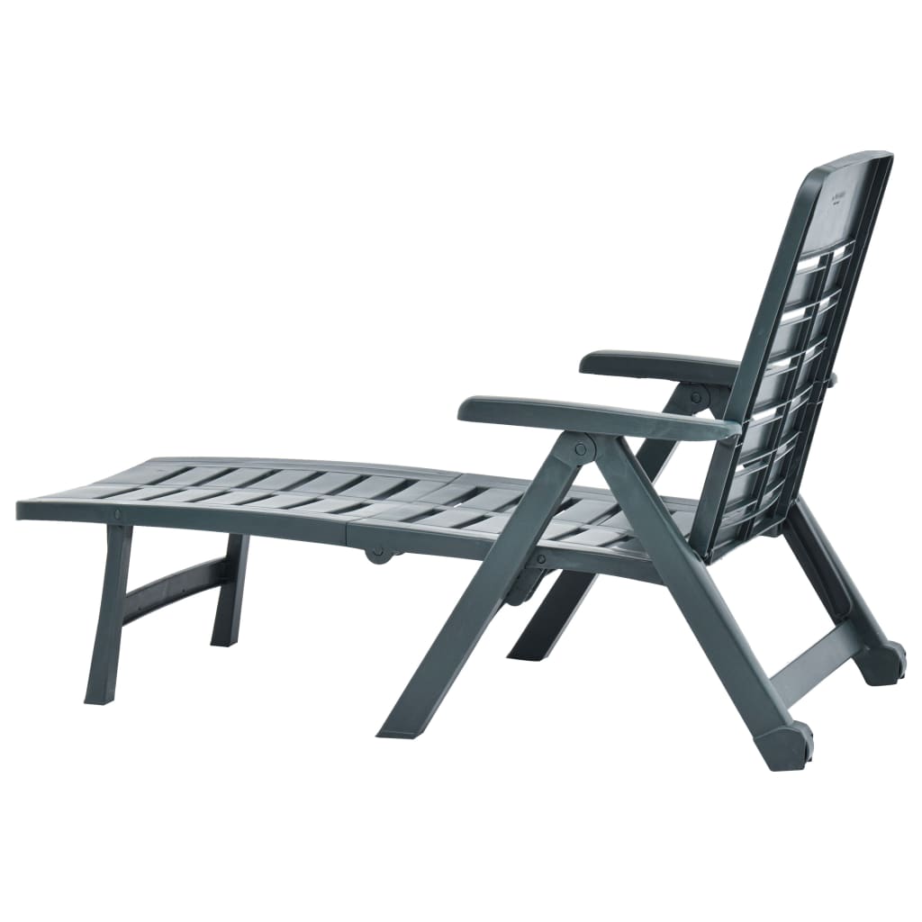 Green Plastic Folding Sun Lounger - Durable & Stylish Recliner