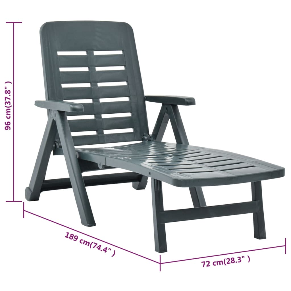 Green Plastic Folding Sun Lounger - Durable & Stylish Recliner