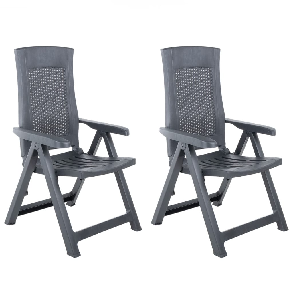 Anthracite Plastic Garden Reclining Chairs Set - 2 Pieces