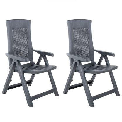 Anthracite Plastic Garden Reclining Chairs Set - 2 Pieces