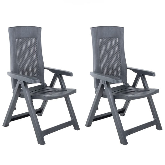 Anthracite Plastic Garden Reclining Chairs Set - 2 Pieces
