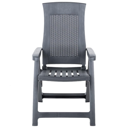 Anthracite Plastic Garden Reclining Chairs Set - 2 Pieces