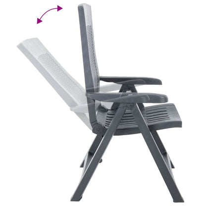 Anthracite Plastic Garden Reclining Chairs Set - 2 Pieces