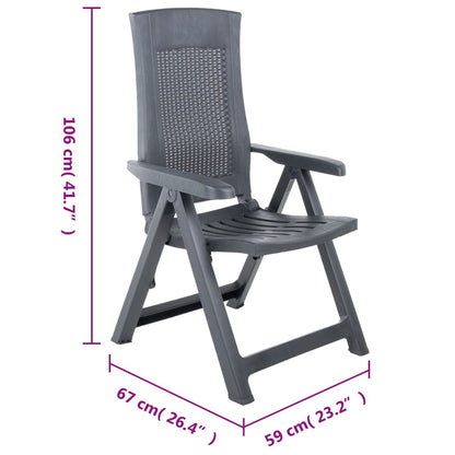 Anthracite Plastic Garden Reclining Chairs Set - 2 Pieces
