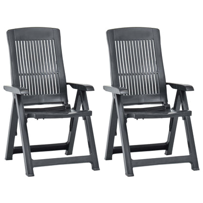 Anthracite Plastic Garden Reclining Chairs Set of 2