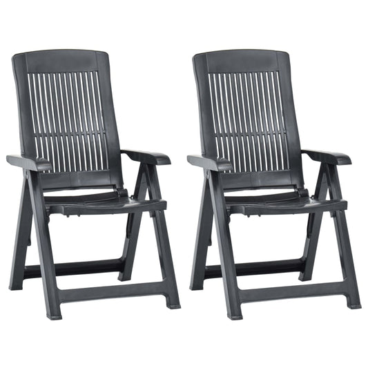 Anthracite Plastic Garden Reclining Chairs Set of 2