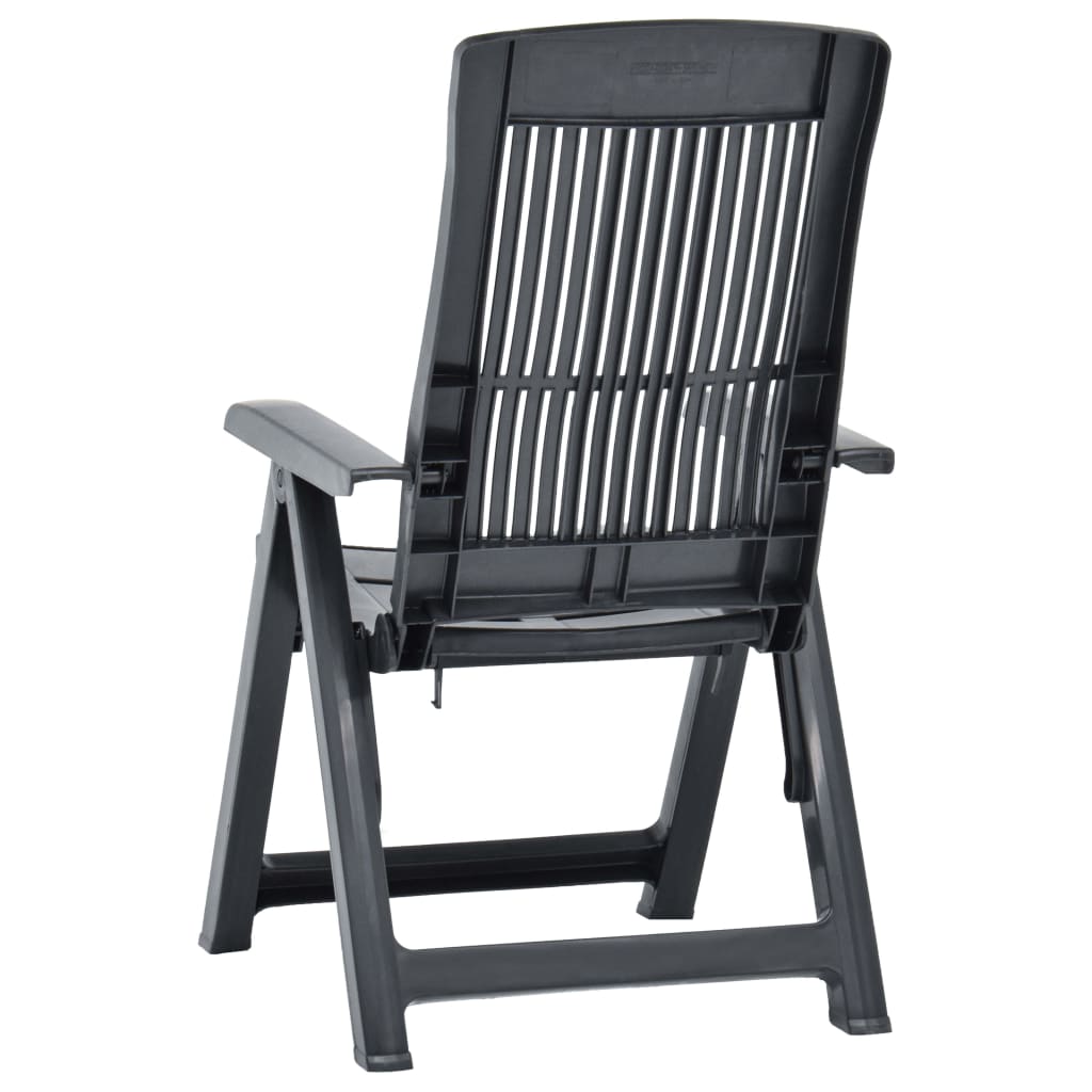 Anthracite Plastic Garden Reclining Chairs Set of 2