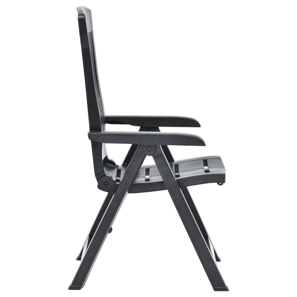 Anthracite Plastic Garden Reclining Chairs Set of 2