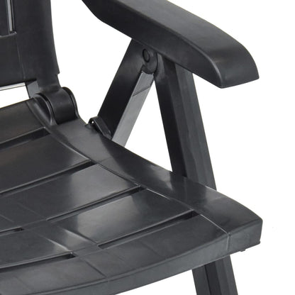 Anthracite Plastic Garden Reclining Chairs Set of 2