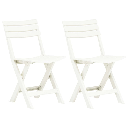 White Plastic Folding Garden Chairs - Set of 2, Durable & Stylish