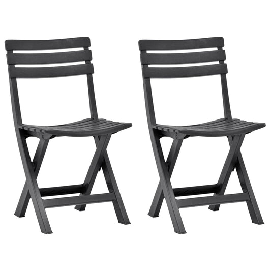 Anthracite Folding Garden Chairs 2 pcs - Durable Plastic Design