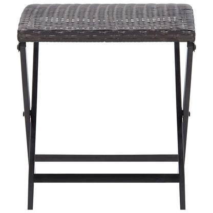 Compact Folding Stool in Brown Poly Rattan - Stylish & Durable