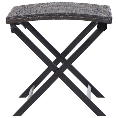 Compact Folding Stool in Brown Poly Rattan - Stylish & Durable