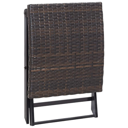 Compact Folding Stool in Brown Poly Rattan - Stylish & Durable
