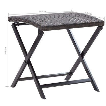 Compact Folding Stool in Brown Poly Rattan - Stylish & Durable
