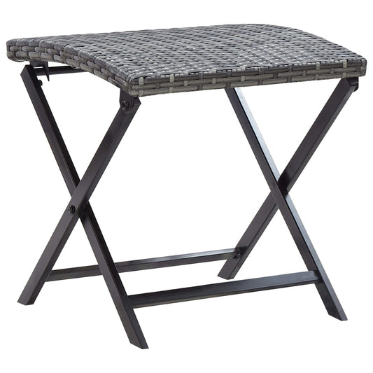 Compact Folding Stool in Grey Poly Rattan - Stylish & Durable