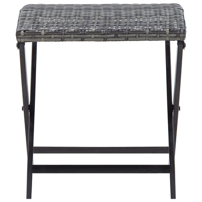 Compact Folding Stool in Grey Poly Rattan - Stylish & Durable