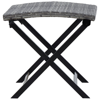 Compact Folding Stool in Grey Poly Rattan - Stylish & Durable