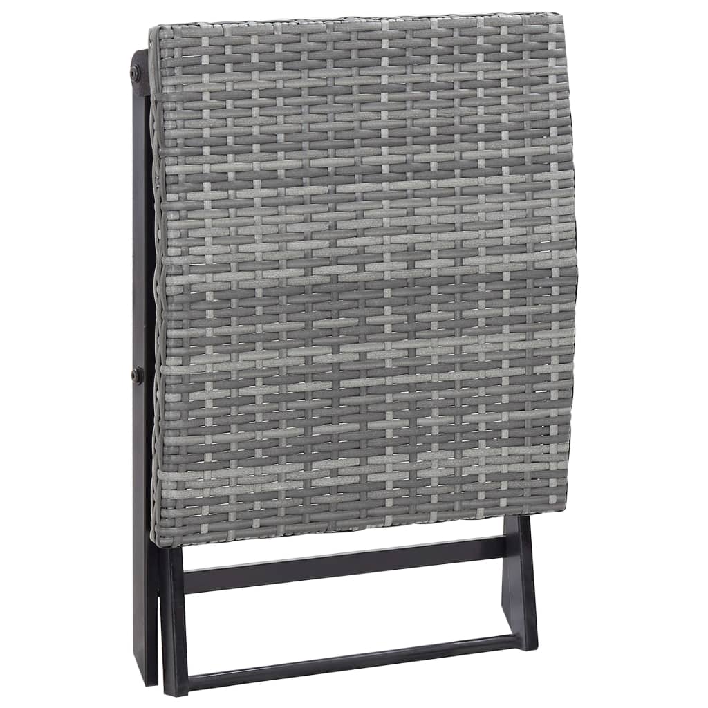 Compact Folding Stool in Grey Poly Rattan - Stylish & Durable