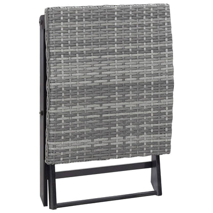 Compact Folding Stool in Grey Poly Rattan - Stylish & Durable