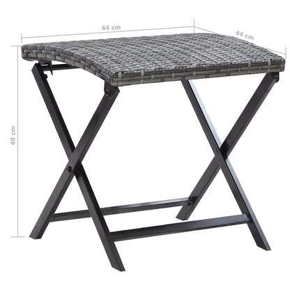 Compact Folding Stool in Grey Poly Rattan - Stylish & Durable