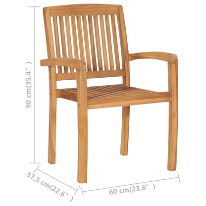 Solid Teak Wood Stacking Garden Dining Chairs, Set of 2