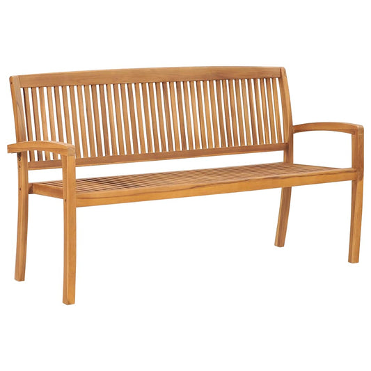 3-Seater Teak Wood Stacking Garden Bench, 159 cm