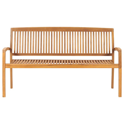 3-Seater Teak Wood Stacking Garden Bench, 159 cm