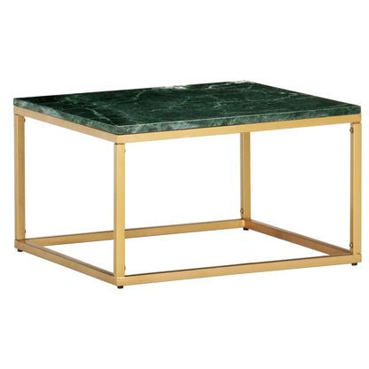 Coffee Table Green 60x60x35 cm Real Stone with Marble Texture