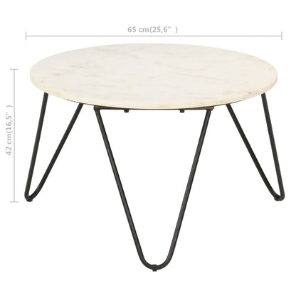Coffee Table White 65x65x42 cm Real Stone with Marble Texture