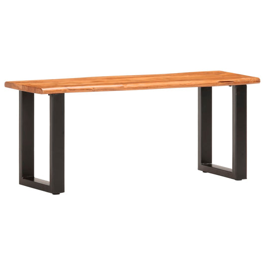 Solid Acacia Wood & Steel Live Edge Bench 110 cm