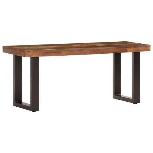 Solid Reclaimed Wood & Steel Bench - 110 cm - Rustic Elegance