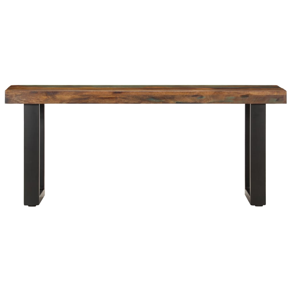 Solid Reclaimed Wood & Steel Bench - 110 cm - Rustic Elegance