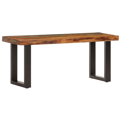 Solid Reclaimed Wood & Steel Bench - 110 cm - Rustic Elegance