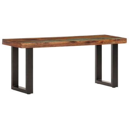 Solid Reclaimed Wood & Steel Bench - 110 cm - Rustic Elegance