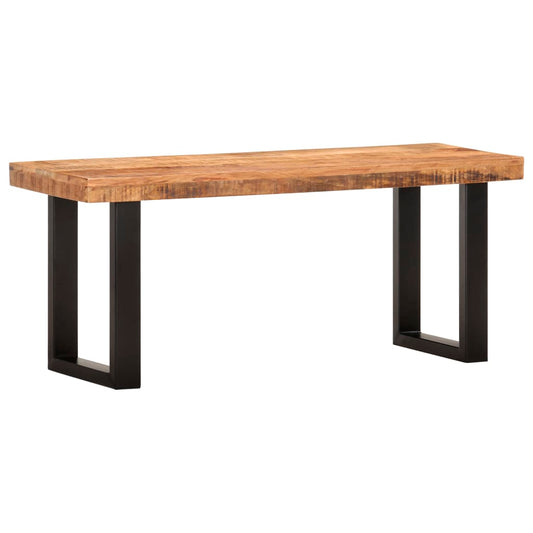 Rustic 110cm Mango Wood & Steel Bench - Solid & Stylish